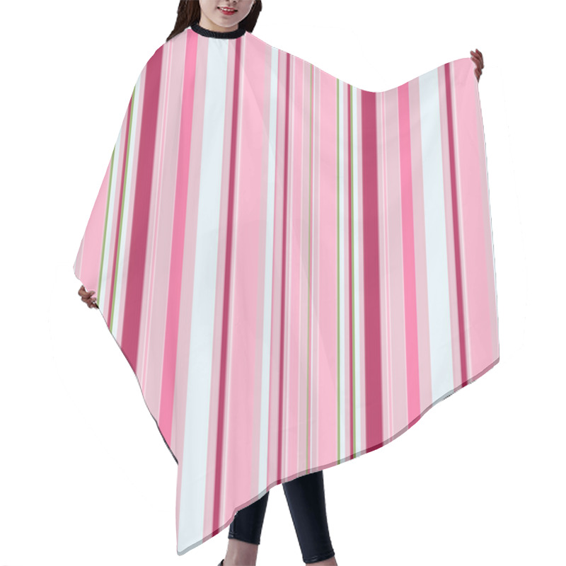 Personality  Bright seamless pattern of vertical stripes of different widths. Trendy striped print with stripes of pink, purple, and white. Suitable for fabrics, print materials, advertising, or other design. hair cutting cape