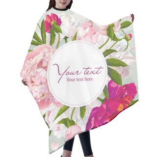 Personality  Pink, Red And White Peony Greeting Card Hair Cutting Cape