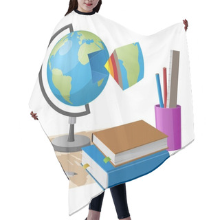 Personality  Geography Lesson Related Elements Cartoon Globe Hair Cutting Cape