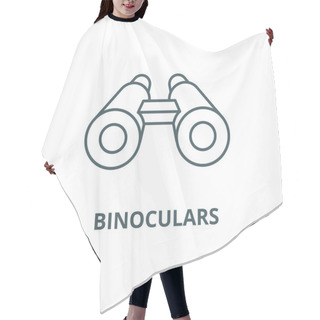 Personality  Binoculars Line Icon, Vector. Binoculars Outline Sign, Concept Symbol, Flat Illustration Hair Cutting Cape