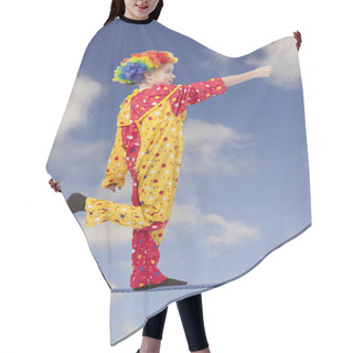 Personality  Clown As A Tightrope Walker With Flower Hair Cutting Cape