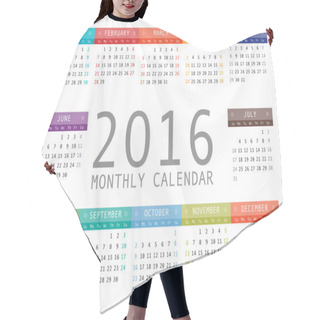 Personality  Vector Calendar Grid For 2016. Rigorous Design. Hair Cutting Cape