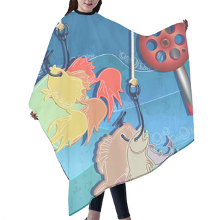 Personality  Fishing In Sea Vector Illustration Hair Cutting Cape