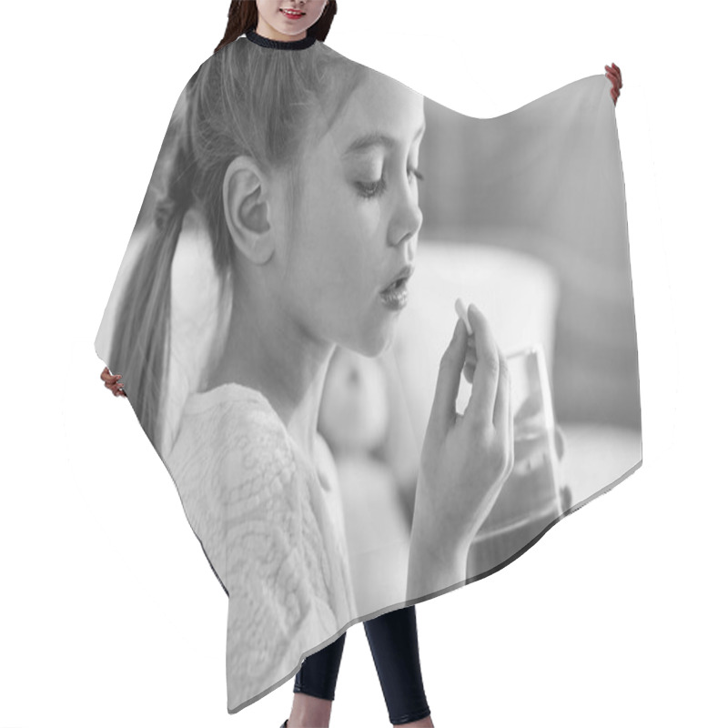 Personality  Girl Taking Medicine Hair Cutting Cape