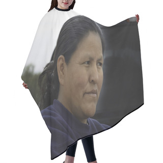 Personality  Navajo Woman Close Up Hair Cutting Cape