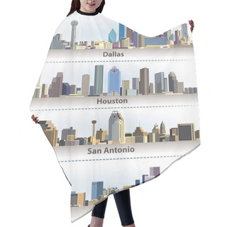 Personality  Vector Collection Of United States City Skylines: Dallas, Houston, San Antonio And Denver Hair Cutting Cape