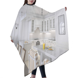 Personality  Classic Kitchen With Wooden And White Details, Interior Design. 3D Rendering Hair Cutting Cape