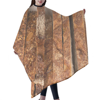 Personality  Top View Of Tasty Whole Wheat Bread Slices With Crust On White Background Hair Cutting Cape