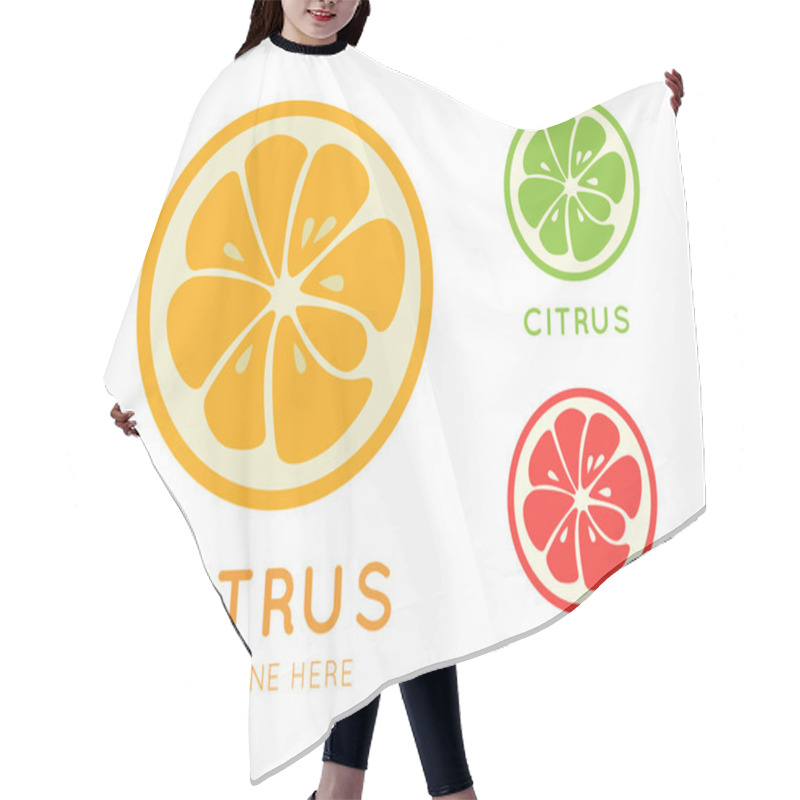 Personality  Kinds Of Citrus Stylish Icon. Juicy Fruit Logo Hair Cutting Cape