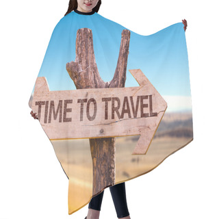 Personality  Time To Travel Wooden Sign Hair Cutting Cape