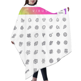 Personality  Virus Line Icons Set Hair Cutting Cape