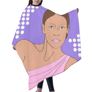 Personality  Vector Portrait Of A Girl. Hair Cutting Cape