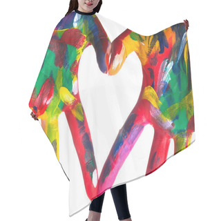 Personality  Two Colorful Hands Forming A Heart V1 Hair Cutting Cape