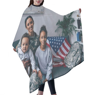 Personality  African American Mother In Military Uniform Hair Cutting Cape