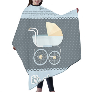 Personality  Baby Boy Arrival Announcement Card Vector Illustration Hair Cutting Cape