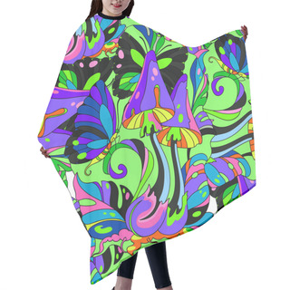 Personality  Mushroom And Butterfly Seamless Pattern Hair Cutting Cape