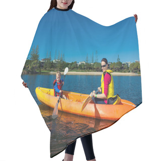 Personality  Mother And Son Kayaking In A Small Lake Hair Cutting Cape