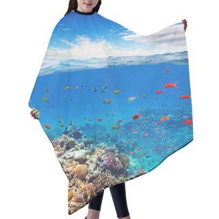 Personality  Underwater Coral Reef With Horizon And Water Waves Hair Cutting Cape