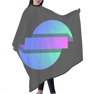 Personality  Broken Round Logo Isometric Geometric Shapes Divided By Horizontal Stripes Of Vibrant Colors On Two Half Circles And A Rectangle, Folded Perspective Layers Of Paper Material Made Of Colorful Gradient. Hair Cutting Cape