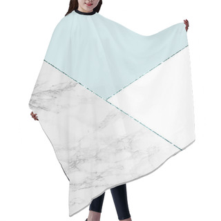Personality  Geometric Background With Grey Marble, White And Light Blue Colors  Hair Cutting Cape