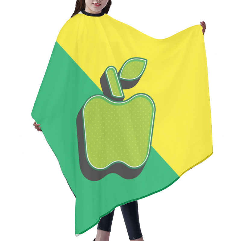 Personality  Apple Green and yellow modern 3d vector icon logo hair cutting cape
