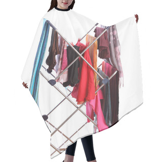 Personality  Clothes Dryer Isolated On White Hair Cutting Cape