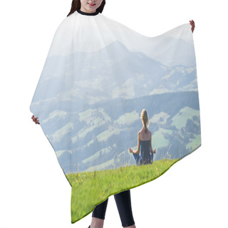 Personality  Young Woman Meditating Outdoors Hair Cutting Cape
