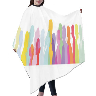 Personality  Colorful Crowd, Faces In Profile Illustration Hair Cutting Cape