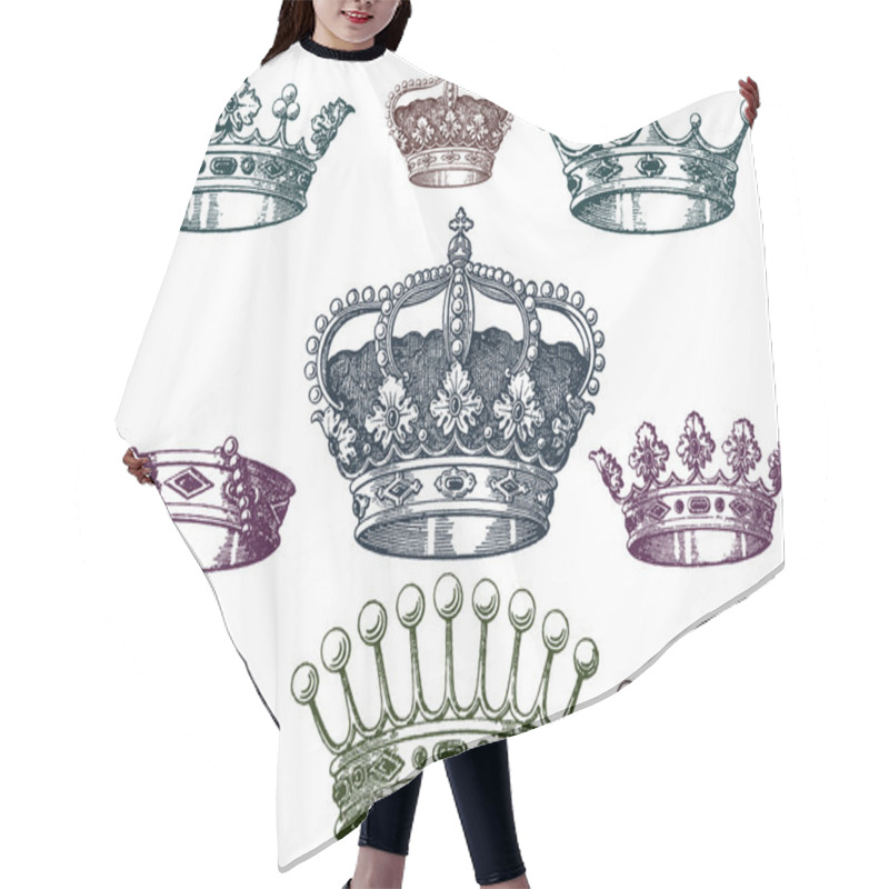 Personality  Old crown set hair cutting cape