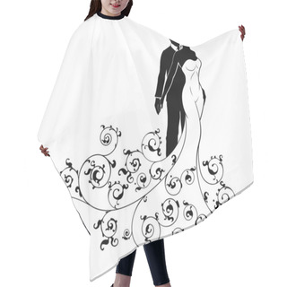 Personality  Abstract Pattern Bride And Groom Wedding Silhouette Hair Cutting Cape