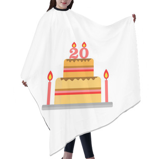 Personality  Birthday Cake. 20th Birthday. 20th Anniversary Cake. Congratulations. Vector Illustration Hair Cutting Cape