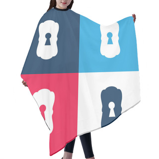 Personality  Big Keyhole Black Shape Blue And Red Four Color Minimal Icon Set Hair Cutting Cape