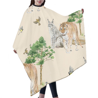 Personality  Seamless Pattern Repeated Tile Of Watercolor Animals Hair Cutting Cape