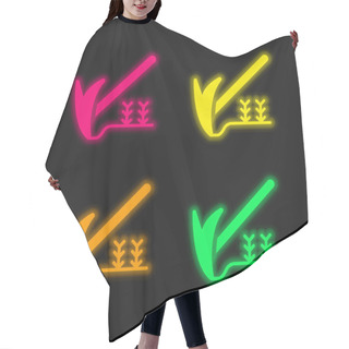 Personality  Agriculture Four Color Glowing Neon Vector Icon Hair Cutting Cape