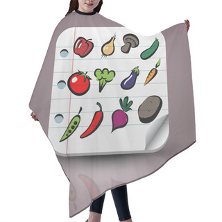 Personality  Set Of Fruits And Vegetables Icons Hair Cutting Cape