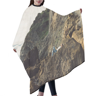 Personality  Young Man Lying On Cliff And Enjoying Majestic Icelandic Landscape Hair Cutting Cape
