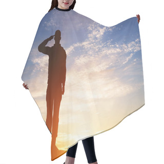 Personality  Soldier Salute. Silhouette Hair Cutting Cape