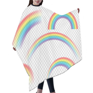 Personality  Abstract Realistic Colorful Rainbow On Transparent Background. Vector Illustration. Hair Cutting Cape