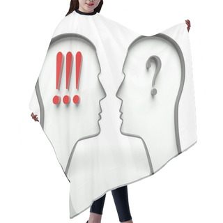 Personality  Faces With Question Marks And Exclamation, Concept Of Misunderstanding Hair Cutting Cape