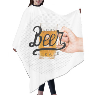 Personality  Person Holding Glass Of Beer Hair Cutting Cape