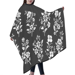 Personality  Set Of Black And White Flowers Cutting Hair Cutting Cape