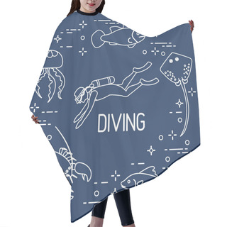 Personality  Diver, Jellyfish, Lobster, Stingray, Fish. Sports And Recreation Theme.  Hair Cutting Cape
