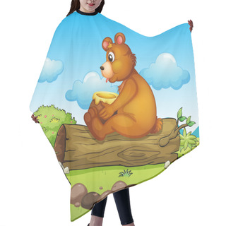 Personality  A Bear Sitting Down On The Trunk Of A Tree Hair Cutting Cape
