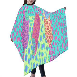 Personality  3d Render Fashion Collage Abstract Scene.  Colorful Animal Print Banner Glazed Ice Cream. Hot Summer Party Vacation Vibes Hair Cutting Cape