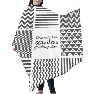 Personality  Set Of Black And White Seamless Geometric Patterns Hair Cutting Cape