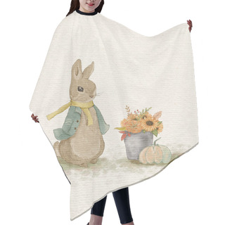Personality  Rabbit Illustration, Greeting Card With Rabbit, Autumn Card, Thanksgiving Day, Invitation Hair Cutting Cape
