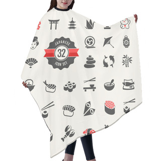 Personality  Japan Travel Web Icon Set Hair Cutting Cape