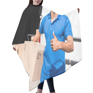 Personality  Delivery Man Showing Thumb Up Hair Cutting Cape