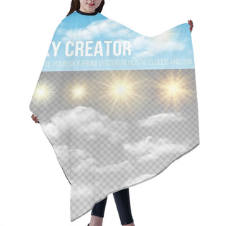 Personality  Sky Creator. Set Realistic Clouds And Sun. Vector Illustration Hair Cutting Cape
