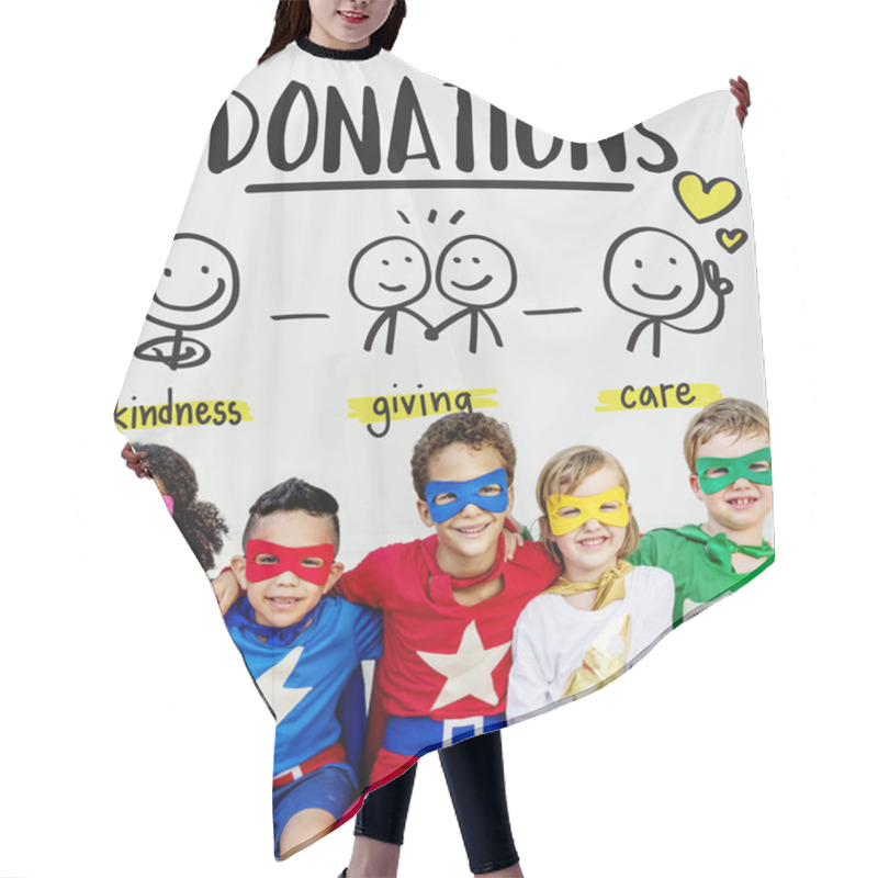 Personality  Kids In Superhero Costumes Hair Cutting Cape